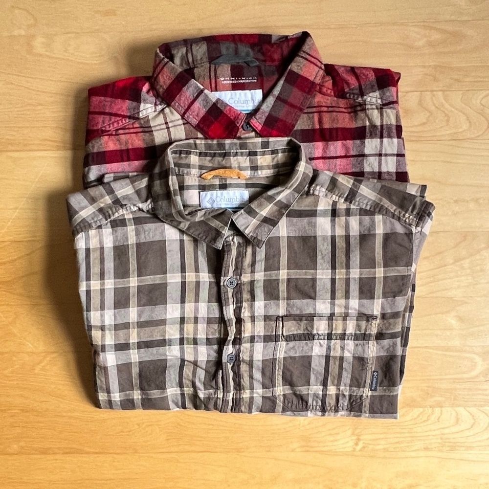 Columbia Bundle of TWO Plaid, Long-Sleeve, Button Down  Shirts - Men's Sz L